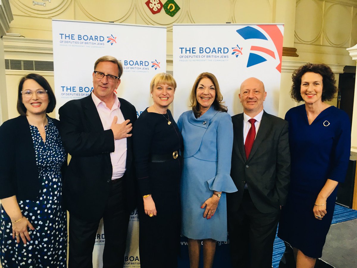 BoardofDeputies's tweet photo. Congratulations to the new Honorary Officers, President-elect @marievanderzyl, Senior Vice President Sheila Gewolb, Vice Presidents @amandabowman1 @EdwinShuker & Treasurer Stuart MacDonald, pictured here with Chief Executive Gillian Merron #BoD #BoDElects https://t.co/FLOJd2EAII