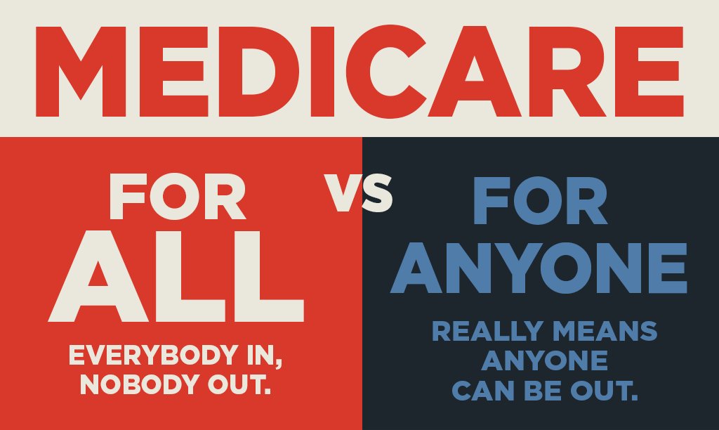 Beware #ChooseMedicare proposed Medicare Part E --> it exempts insurers from covering the sickest and lets employers shift their workers to a public plan.
Who picks up the tab?
Taxpayers.

Demand nothing less than #MedicareForAll!
#SinglePayerSunday