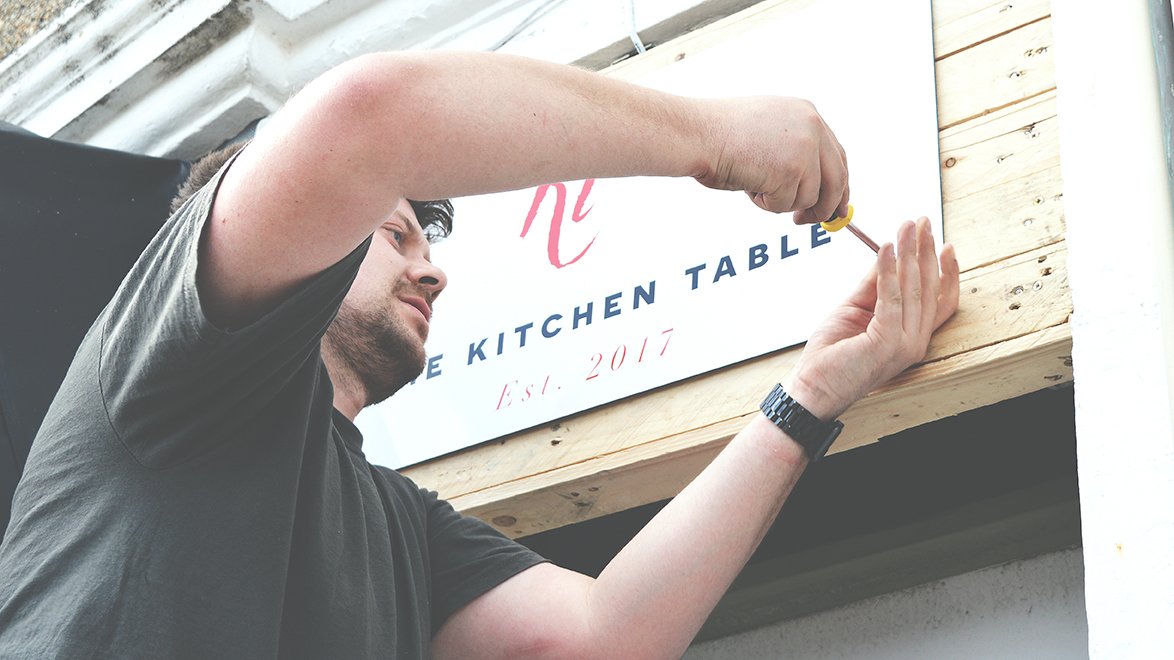 Me and <a href="/eastmandesignco/">Eastman Design Co.</a> refurbing The Kitchen Table in #StIves last week. Bespoke wooden frontages, menu cabinets and aluminium cut-vinyl signage.
More to come here! 
.
.
.
#stivescornwall #cornwall #signage #restaurant #cocktailbar #printing