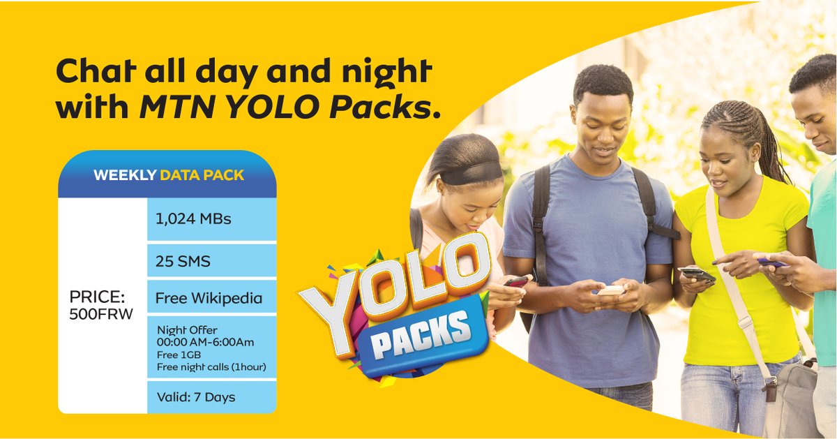 MTNRwanda's tweet photo. Activate a weekly bundle and enjoy chatting freely with #MTNYOLO. #GoBeGreat #MTNBrightSide https://t.co/bGfNbBM4Or