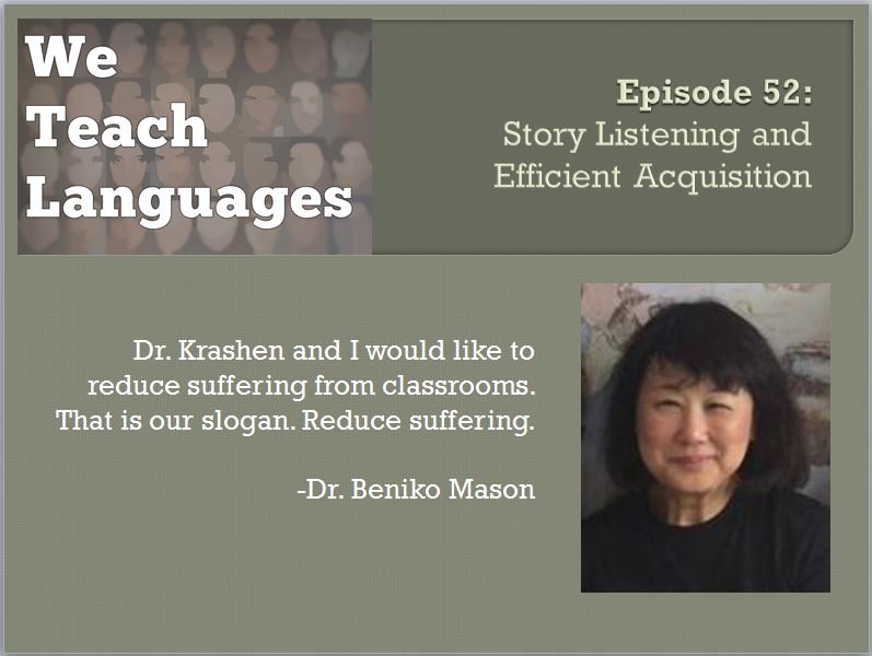 weteachlang's tweet photo. Does the saying "no pain, no gain" apply to language learning? Dr. @BenikoMASON talks about her work with Dr. @skrashen spreading the good news about language acquisition. https://t.co/Jifu1rRqVc https://t.co/EHj4wYrNba