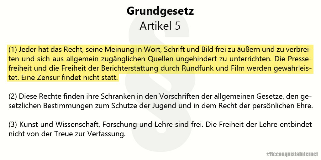 ArmoredAmor's tweet photo. Wir möchten der @AfD gerne nochmal Artikel 5 Absatz 1 unseres Grundgesetzes ans Herz legen.

#Pressefreiheit #AfDerDark #Systempresse #AlleOderKeiner #ReconquistaInternet

https://t.co/nlwdCgGE75 https://t.co/b5NvQoIMF6