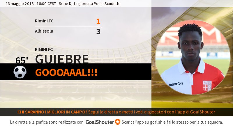 65' Rimini FC - Albissola 1-3: Goal di Guiebre (Rimini FC) su assist di Ambrosini! goal.sh/m/apxkw222b/f