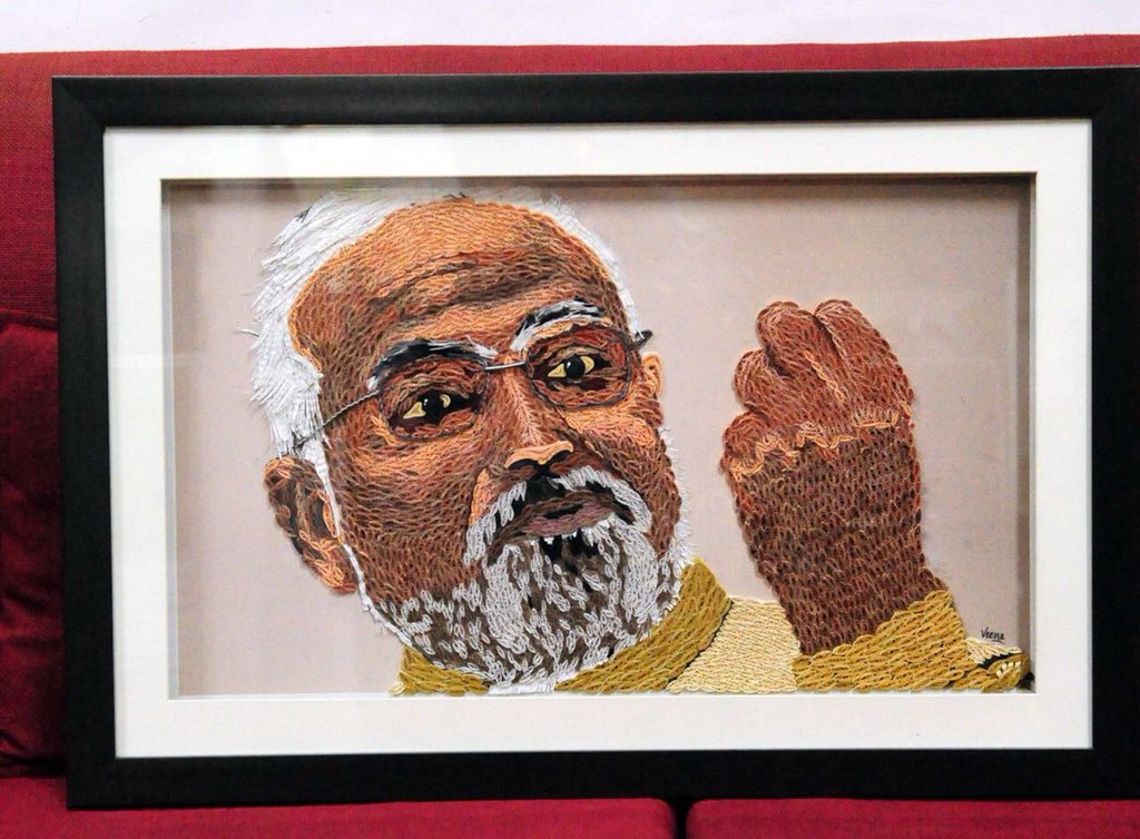 narendramodi's tweet photo. Veena Abhyankar Ji from Pune wrote a wonderful letter to me, mentioning that she has been learning paper-quilling for the last three years. She also sent a piece of her work, which was truly impressive. 

Thank you Veena Ji! Your passion for learning new things is admirable. https://t.co/DPKlDVl3fG