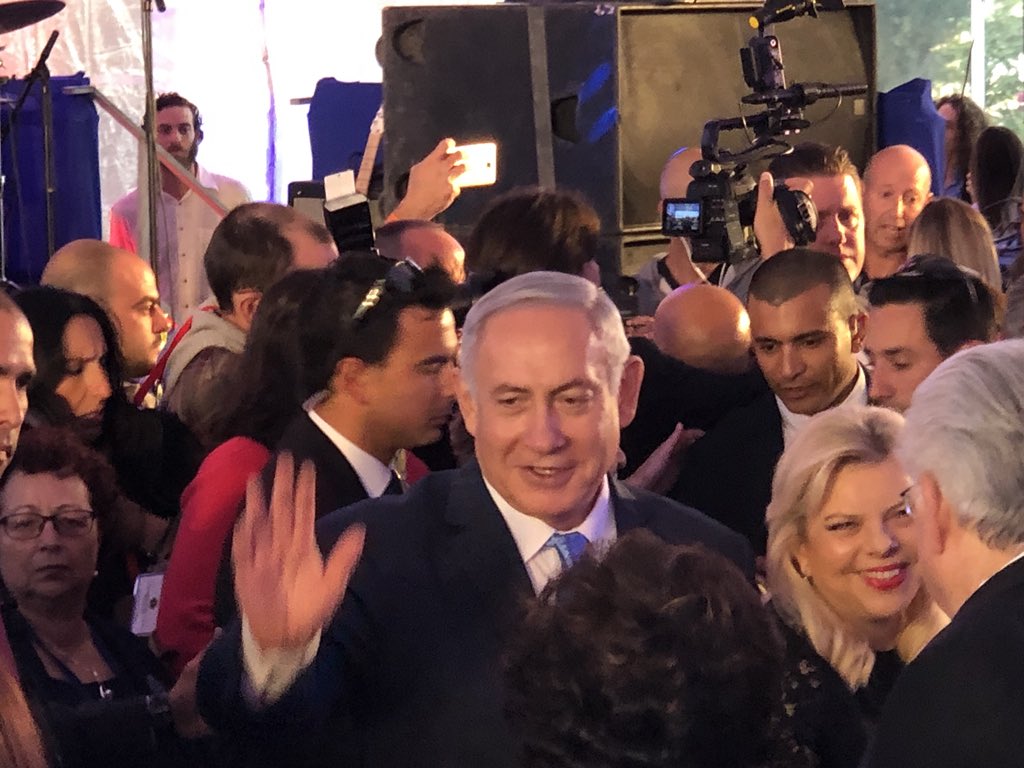 Ostrov_A's tweet photo. There he is, @IsraeliPM at @IsraelMFA, about to speak before this historic occasion!
#Jerusalem
#JerusalemEmbassy
#USIsraelPartnership https://t.co/rL5nzKJTVu