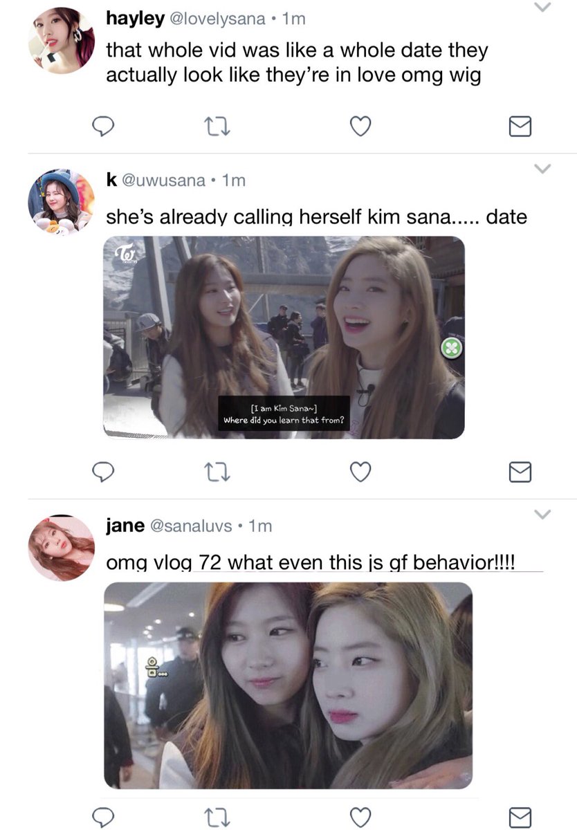 “Thank you,” Sana said with a genuine smile. “I would understand if you’re uncomfortable with the attention, I can leave you alone-““Don’t worry, I don’t mind. I like being around you.”“I like being around you too,” Sana whispered out. “Recommend me some good food from here?”