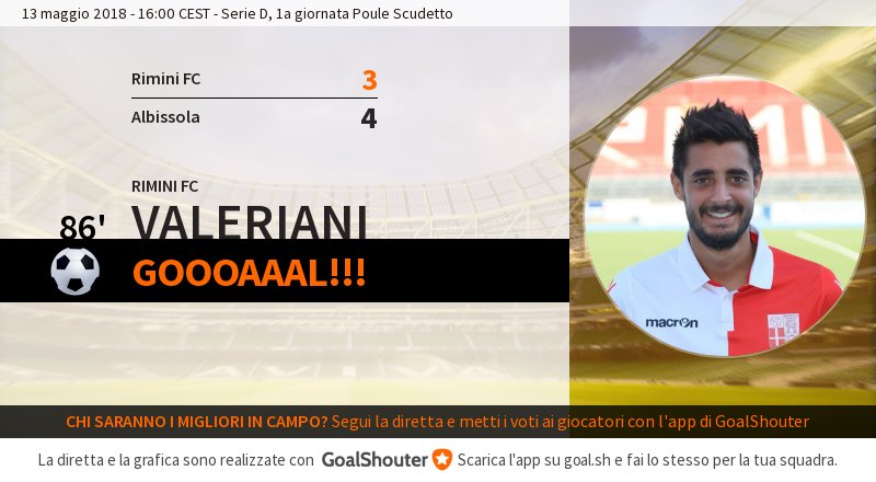 86' Rimini FC - Albissola 3-4: Goal di Valeriani (Rimini FC)! goal.sh/m/apxkw222b/f