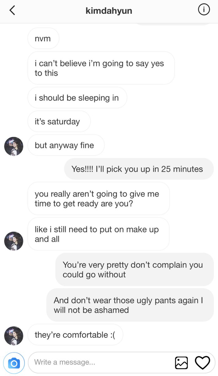 “Thank you,” Sana said with a genuine smile. “I would understand if you’re uncomfortable with the attention, I can leave you alone-““Don’t worry, I don’t mind. I like being around you.”“I like being around you too,” Sana whispered out. “Recommend me some good food from here?”