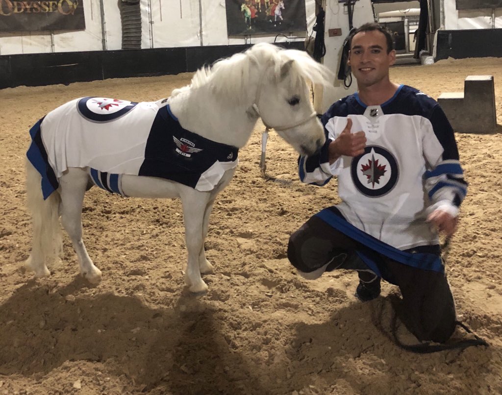 CanadaLifeCtr's tweet photo. He may be mini in stature, but a big fan at heart! @Cavalia is cheering on the @NHLJets too! https://t.co/RtgiGnVAfj