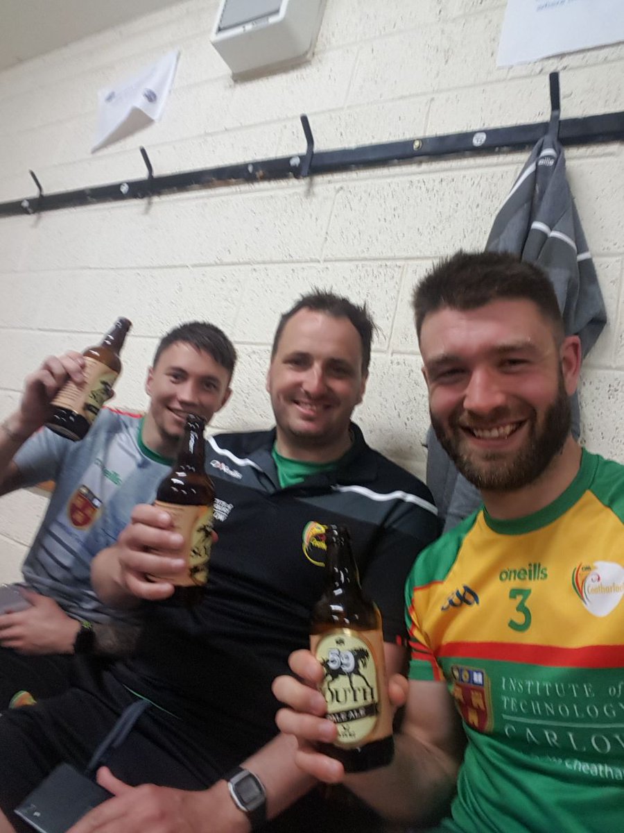 59southbrewing's tweet photo. Fantastic win for @Carlow_GAA, what a game to watch!!! Huge performance from each and every person involved!!  ❤💛💚#CarlowRising #CarlowBornCarlowBred https://t.co/ZSK8HnaenP