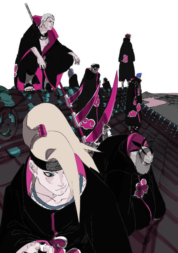 uchiha sasuke armor japanese armor long hair weapon male focus black hair multiple boys  illustration images