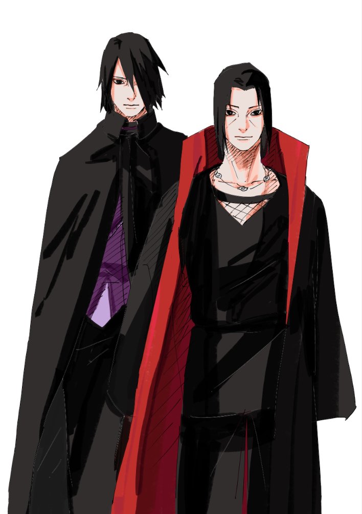 uchiha sasuke armor japanese armor long hair weapon male focus black hair multiple boys  illustration images