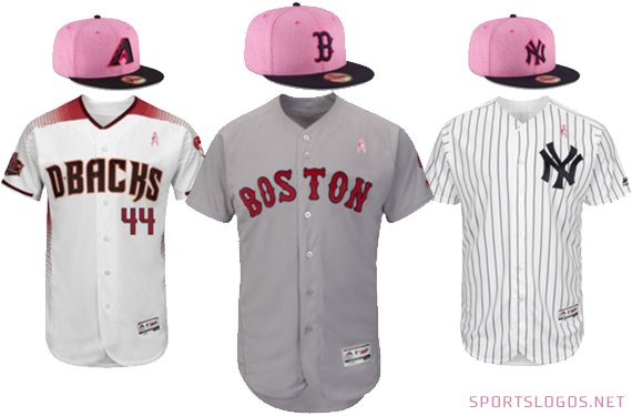 Chris Creamer  SportsLogos.Net on X: For mom, all 30 #MLB teams will be  wearing pink caps, ribbons, socks, wristbands, and using pink bats during  today's games. A look at the caps