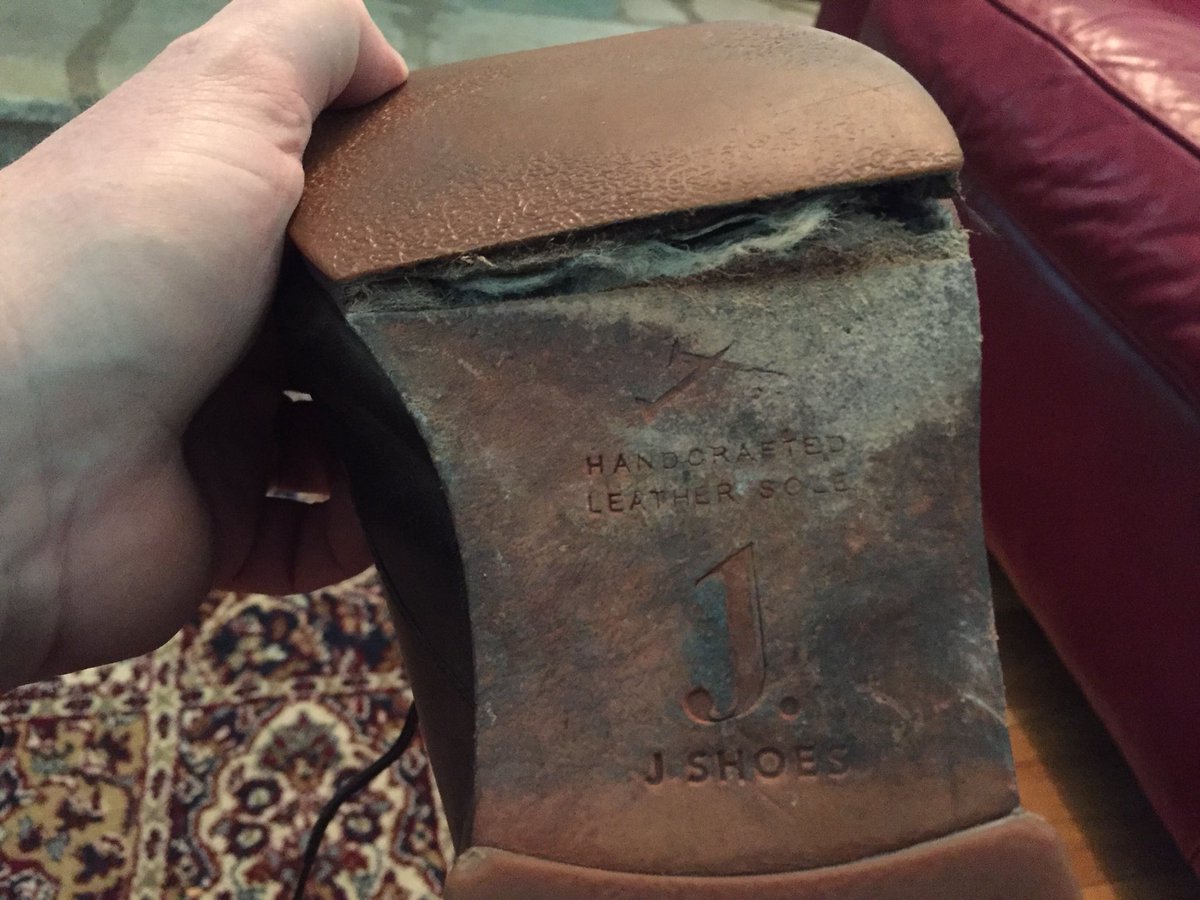 BurseJohn's tweet photo. @jshoes favorite pair of shoes in awhile, but only lasted a year before failing beyond repair. Is this normal? https://t.co/A3YPM2JGXT