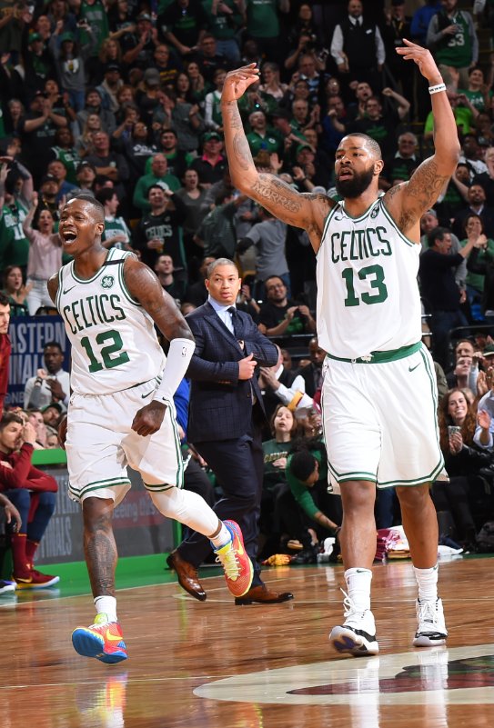 NBA's tweet photo. The @celtics protect home court and win Game 1!

BOS defeats @cavs 108-83 to take a 1-0 ECF series lead!

Jaylen Brown: 23 PTS
Morris: 21 PTS, 10 REB
Horford: 20 PTS. 6 AST
Jayson Tatum: 16 PTS, 6 REB
Terry Rozier: 8 PTS, 8 AST

#CUsRise #NBAPlayoffs 

LBJ: 15 PTS, 9 AST, 7 REB https://t.co/eGAZlGTt5D