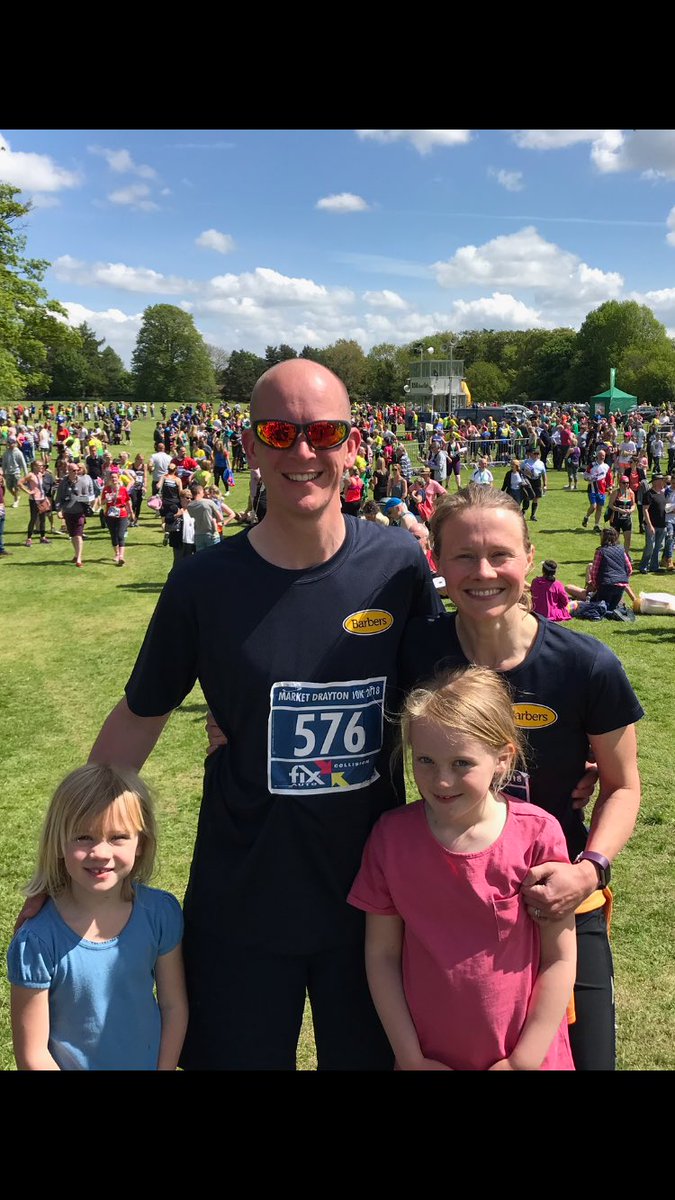 DavidArthan's tweet photo. I’m a @LivingcityGroup man but run today for uncle’s @BarbersSales team with @Arthanjane for @severnhospice in the #MarketDrayton10k. #fun #run #sun ... #wellearnedpint https://t.co/2Xw2fETEVu