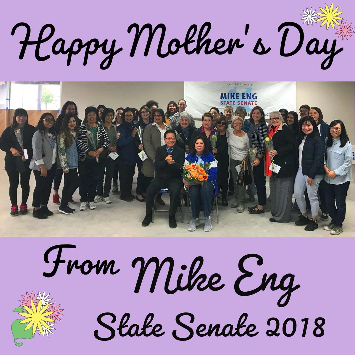mikeeng123's tweet photo. Thank you to Supervisor Hilda Solis and all of the women who joined us to support Mike Eng yesterday. We wish everyone a happy Mother's Day! #Eng4Senate #SD22 #SGV https://t.co/7rOz7IG9hG