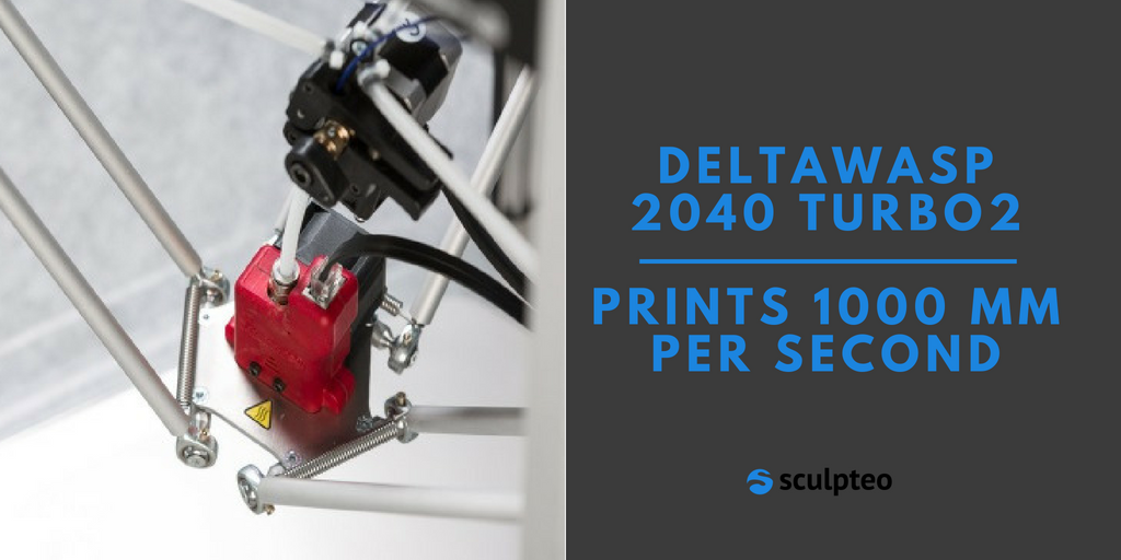 sculpteo's tweet photo. The #DeltaWASP 2040 Turbo2 is 3D printer that can print 1000 mm per second. This desktop #3Dprinter uses the #FFFtechnology and can #manufacture parts up to 40 cm. Read about other fast #3Dprinters here: https://t.co/sGXYXGhzMm #3Dprinting #AdditiveManufacturing https://t.co/N65uCLnJlS