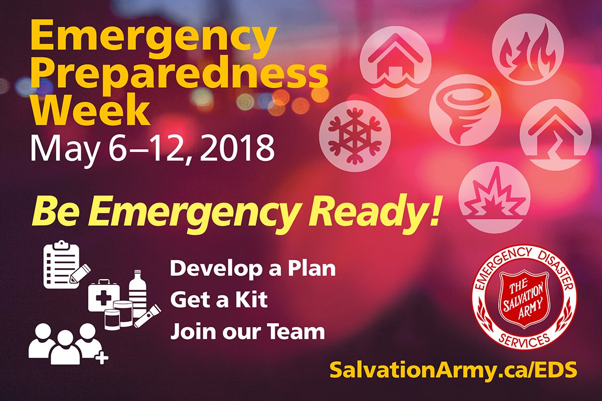 SalArmyEDSCan's tweet photo. Even though #EPWeek2018 is over, it’s not too late to #BeEmergencyReady. Visit https://t.co/35XlFO7Lpq for more. #EPWeek #SemaineSC #SemaineSC2018 #EmergencyDisasterServices https://t.co/FRbvJ4uo6X