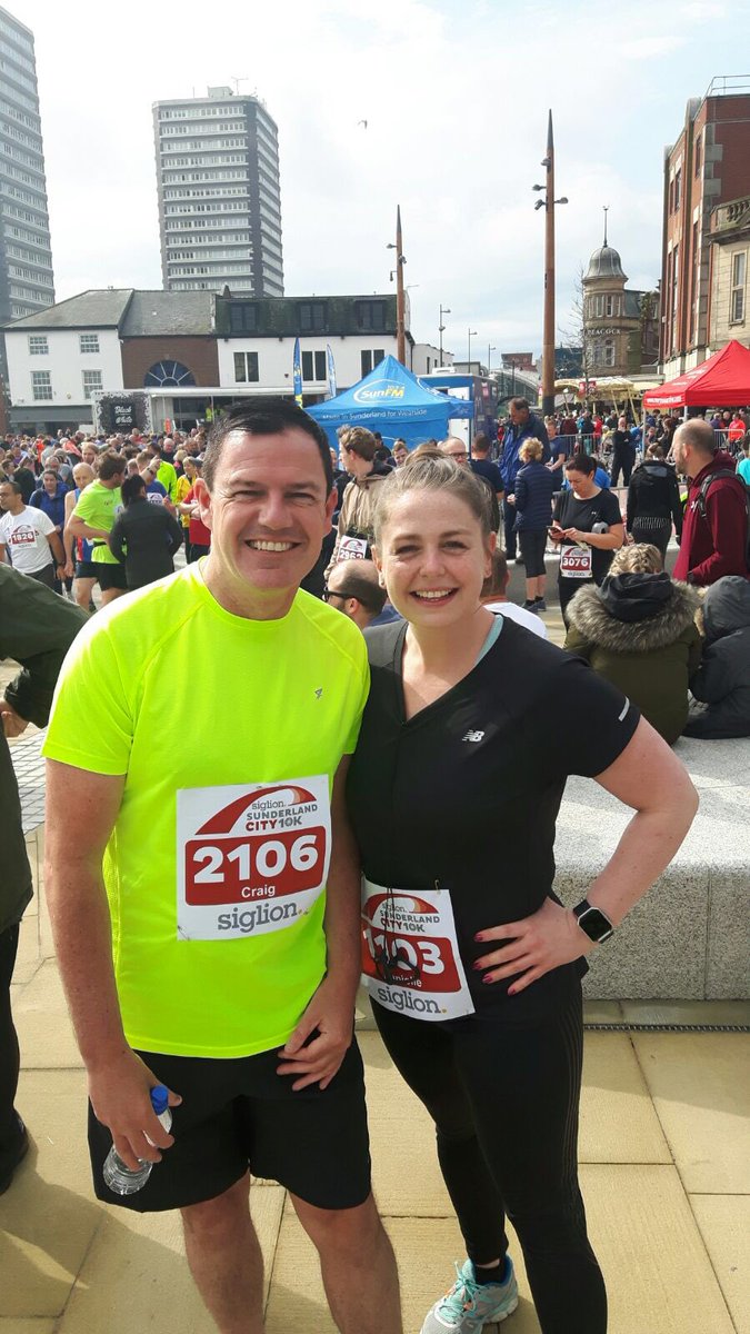 SunCollSport's tweet photo. Sport PD team enjoyed the Sunderland 10km today. Craig in 1:03:07 and Danielle in 1:02:06 #runwiththetide https://t.co/gXyJ8kd3K2