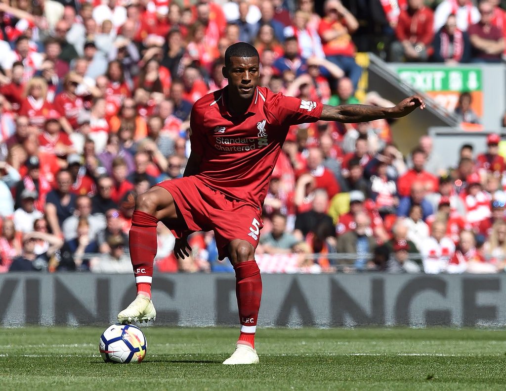 GWijnaldum's tweet photo. Feels good to finish the season with a win and remaing unbeaten at home in front of the faithful fans. Mo, congratulations on writing history brother! I feel honoured to have witnessed it as your teammate. 
Thanks for all the support over the season, CL Finale awaits 🔴 #YNWA https://t.co/sMlOt0S8Cr