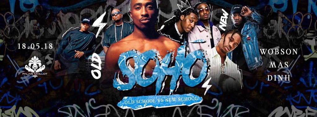 la_soho's tweet photo. ❌Ce vendredi 18 mai on balance tous les plus gros sons Hip Hop US des 90's à 2018. Classic vs Brand New ❌

🔥Soho: Old School vs New School🔥
 
#paris #palaismaillot #soho https://t.co/6zFBRI0Dzp