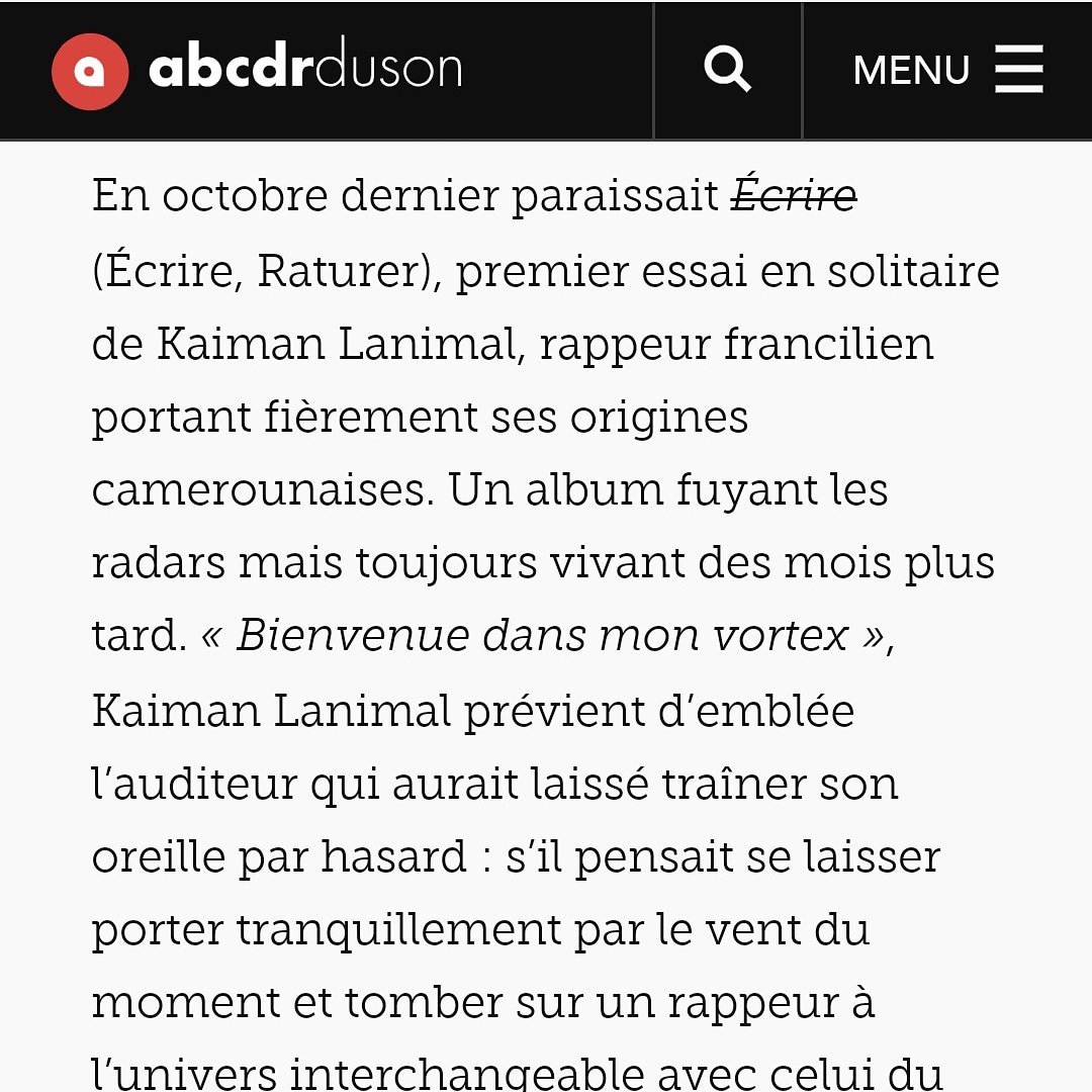 kaimanlanimal's tweet photo. Nouvelle chronique de mon 1er album par →@abcdrduson
#ECRIRERATURER lien en bio
#kaimanlanimal #abcdrduson #chronique #sidekicks #undergroundconspiration #hiphop https://t.co/7PfRPfkHK9
