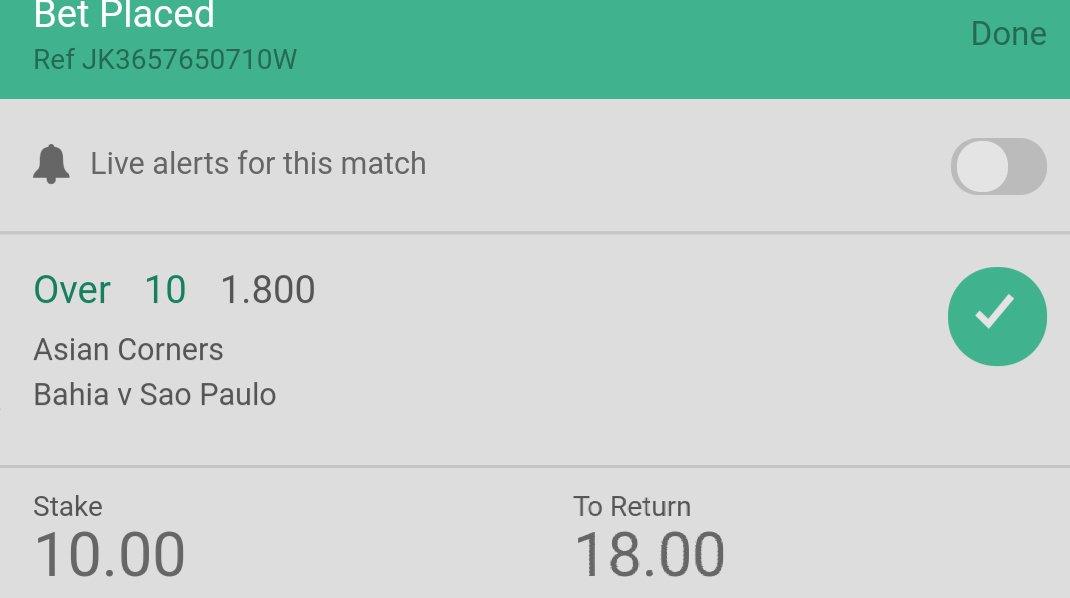 InPlayCapt's tweet image. ⚽ InPlay Tip
---------------------
🇧🇷 Serie A
Bahia v Sao Paulo
---------------------
Over 10 Asian Corners
2pt Stake
@ 1.800
---------------------
Get on board!!!