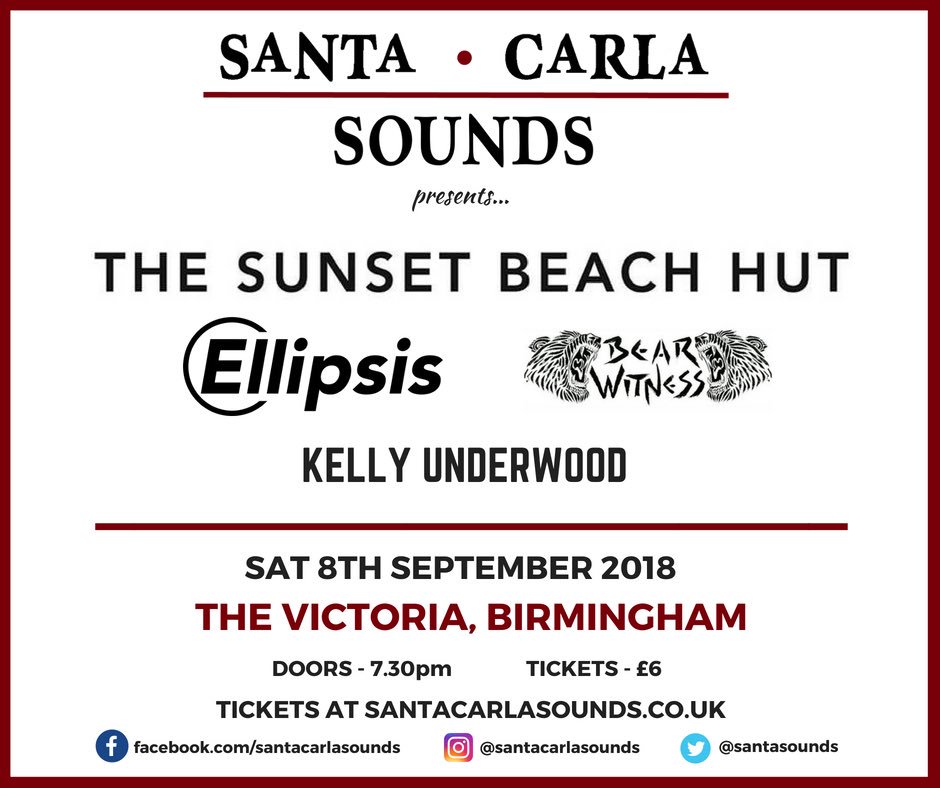 SantaSounds's tweet image. Fantastic line-up of emerging bands/artists coming to @TheVictoria on Saturday 8th September.

Delighted to have @sunsetbeachhut @TheEllipsisUK @Bear_Witness_ and @KUnderwoodMusic on the line-up. #BrumHour

Tickets on sale 👉 bit.ly/2KWKdi9