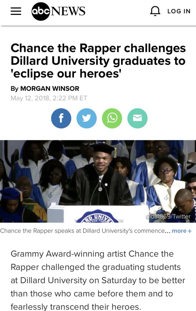 HipHopPrez's tweet photo. Just tried to convince my 9 year old son to practice his free throws so heβll be good like Steph Curry. He replies, β@chancetherapper said I should be better than Steph Curry.β There is power when celebrities use theirs for good. Thanks again Chance! #DillardGrad18 https://t.co/ehbQF5Pqld