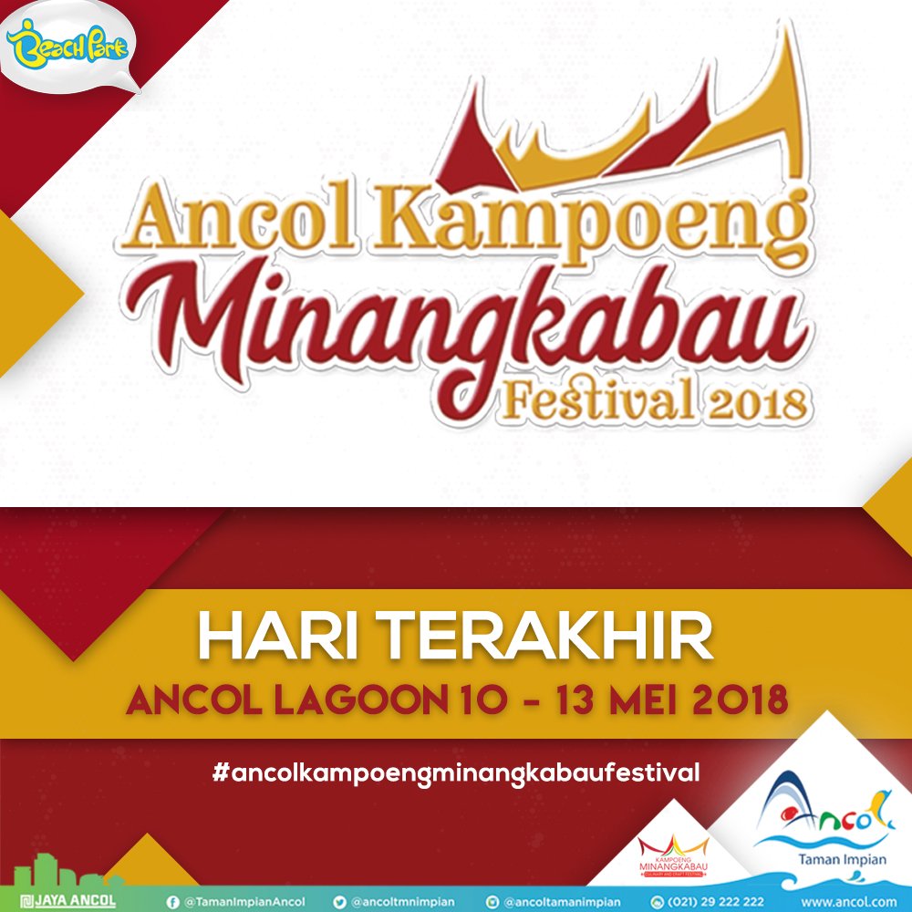 ancoltmnimpian's tweet photo. Hari Terakhir *Ancol Kampoeng Minangkabau Festival 2018* Festival ini digelar
pada tanggal *10 mei -13 Mei 2018* di *Pantai Lagoon.Ancol.Jakarta*
#ancol #ancolovers #ancoltamanimpian #jakarta
#kampoengminang #minanglifestyle
#ancolkampoengminagkabaufestival #minangkabau #randai https://t.co/LhjJSQrGZ9