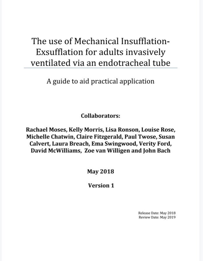 NHSRachaelM's tweet photo. MI-E via ETT guidance available here:
https://t.co/KLlqf1FLEv 

Designed as a guide to aid practical application using best evidence and clinical knowledge.

Please share widely and happy to be used as original document or to develop own local guidelines

#coughassist #RespEd https://t.co/rT4UmsSv7Q