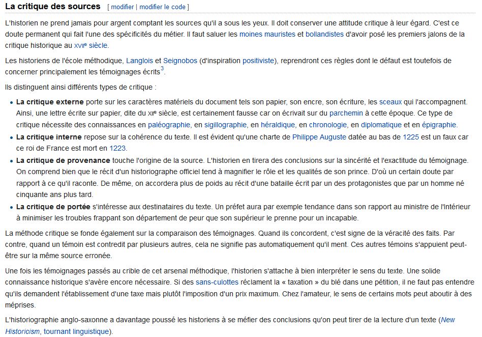 Résumé rapide de ce qu’on appelle la « critique des sources » (Wikipédia) :  https://fr.wikipedia.org/wiki/M%C3%A9thodologie_historique