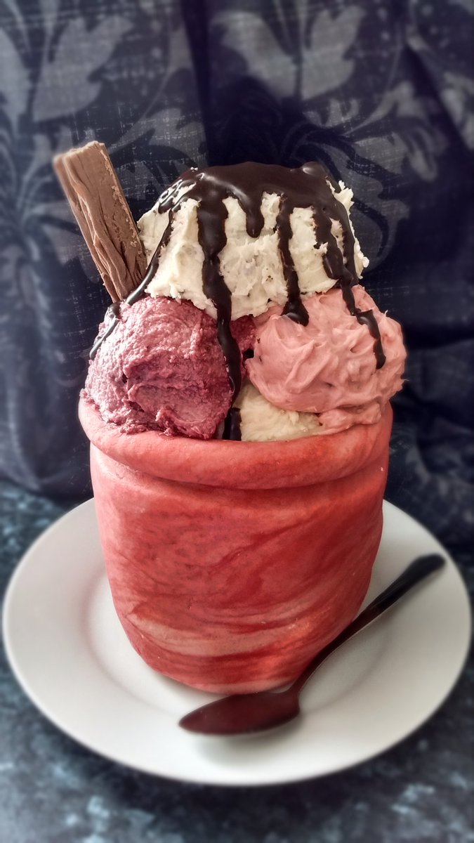 Ice cream Sundae cake, is finally finished.  #baking #cake   #birthdaycake #celebrate #food #strawberry #chocolate #vanilla  #buttercream  #yummy #yum #birthday #cakedecorating  #icecream  #IcecreamSundae #Sundae #HandmadeHour #Colne #Burnley #Lanchasire