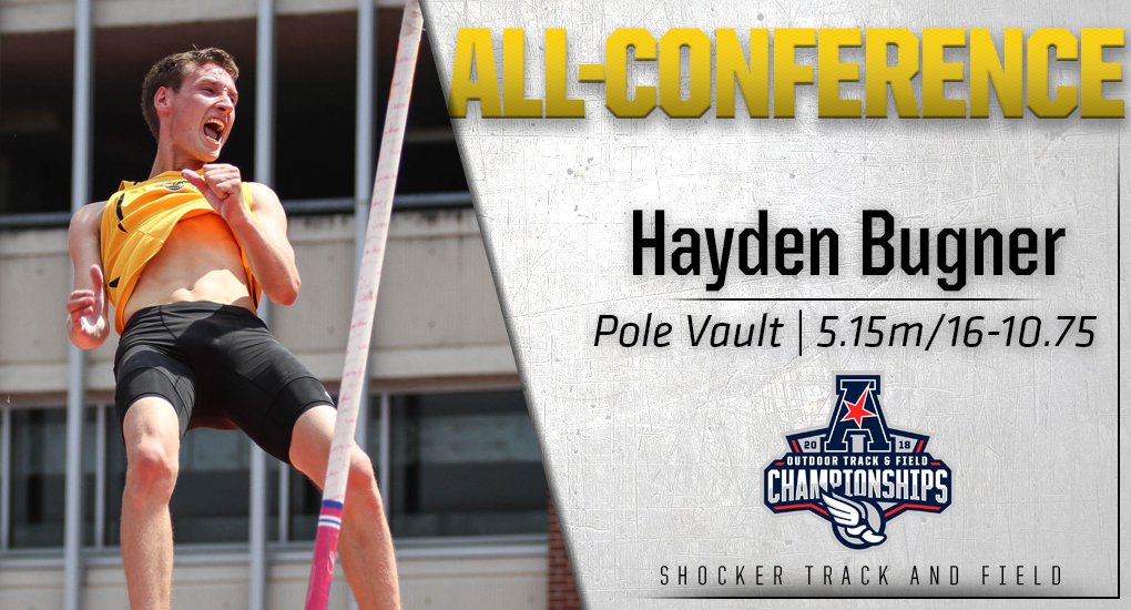GoShockersTFXC's tweet photo. .@HaydenBugner finishes second earning all-conference honors clearing a personal best 5.15m/16-10.75. #watchus https://t.co/fbG1FAE0v6