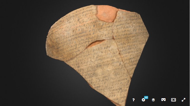 BLMedieval's tweet photo. One of the world’s earliest surviving handouts: a 6th-century pottery  fragment with a prayer/chant to be distributed to a church congregation. Can now be  viewed in (*movie presenter voice*) 3D at  https://t.co/1Xrh0irNhc  
Ostracon 5878 https://t.co/aVAnls5OPA