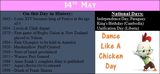 MakingDayCount's tweet photo. #OnthisDay #OnthisDayinHistory #ThisDayinHistory #DanceLikeAChickenDay https://t.co/dcQxAsebcN