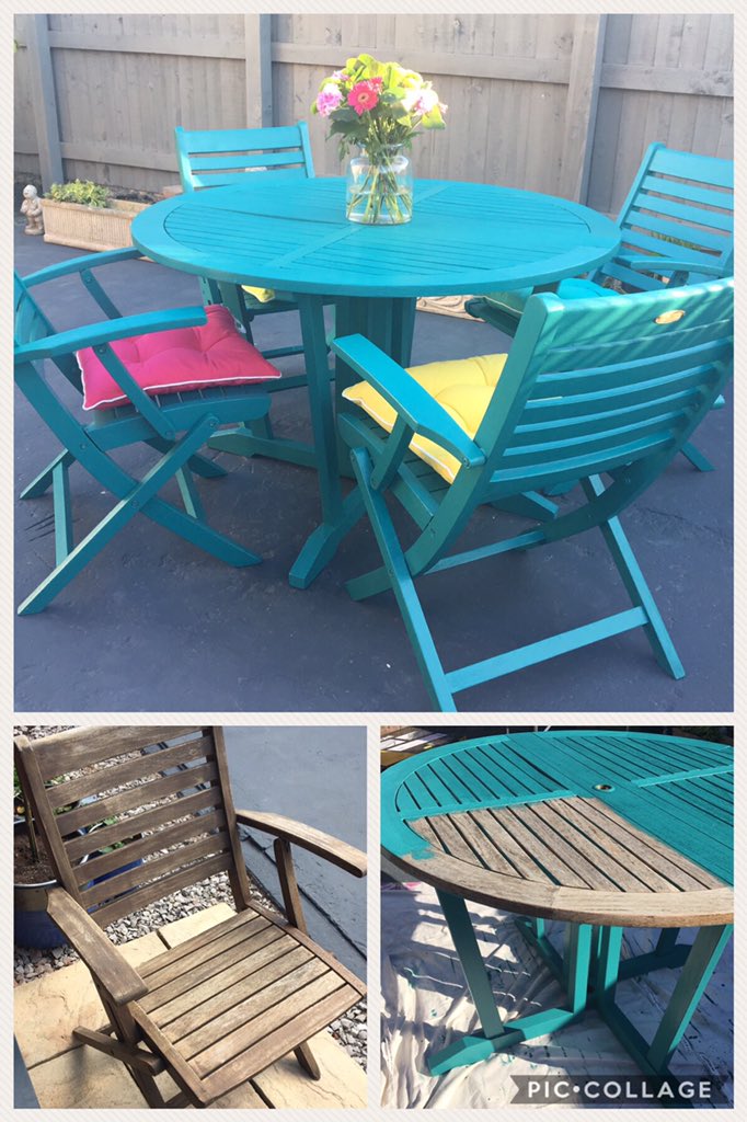 KarenScrace's tweet image. Thank you to the chap in @BandQ Stockport for his help &amp;amp; advice on paints for an old garage base, fencing and restoring some furniture - 'love the @Valspar_Paint for the table in #LakeEffect &amp;amp; masonry paint in #DinnerJacket. Been v busy!!