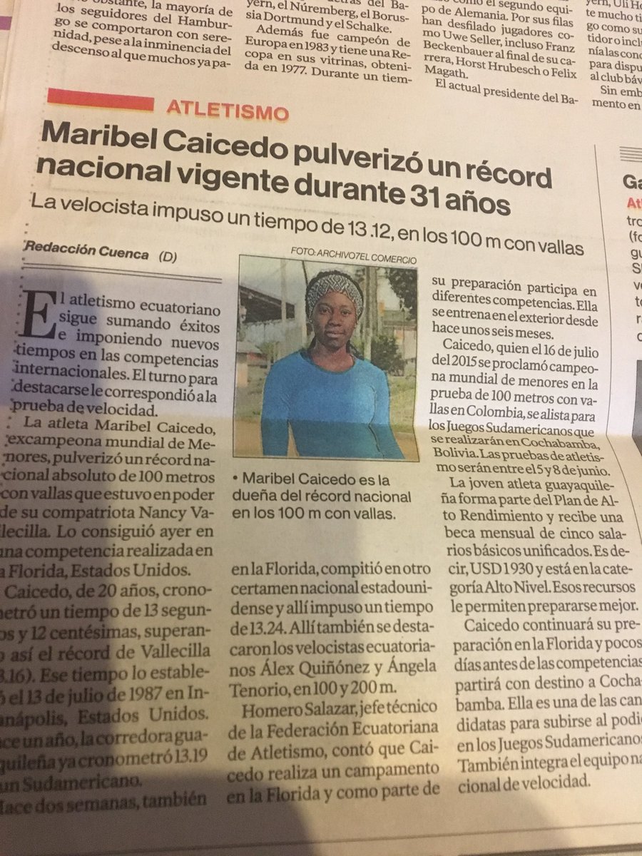 Increíble! #MaribelCaicedo Siendo tan joven ha roto el récord de hace 31 años de #NancyVallecilla Excelente tiempo, una carrera espectacular que augura grandes logros para el atletismo de Ecuador