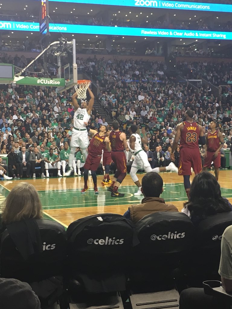 jaydarrah23's tweet photo. Court side for Celts vs. Cavs for Cam’s 18th BDay. East Finals Game 1. @c_darrah1 https://t.co/EtNK9ysZG6