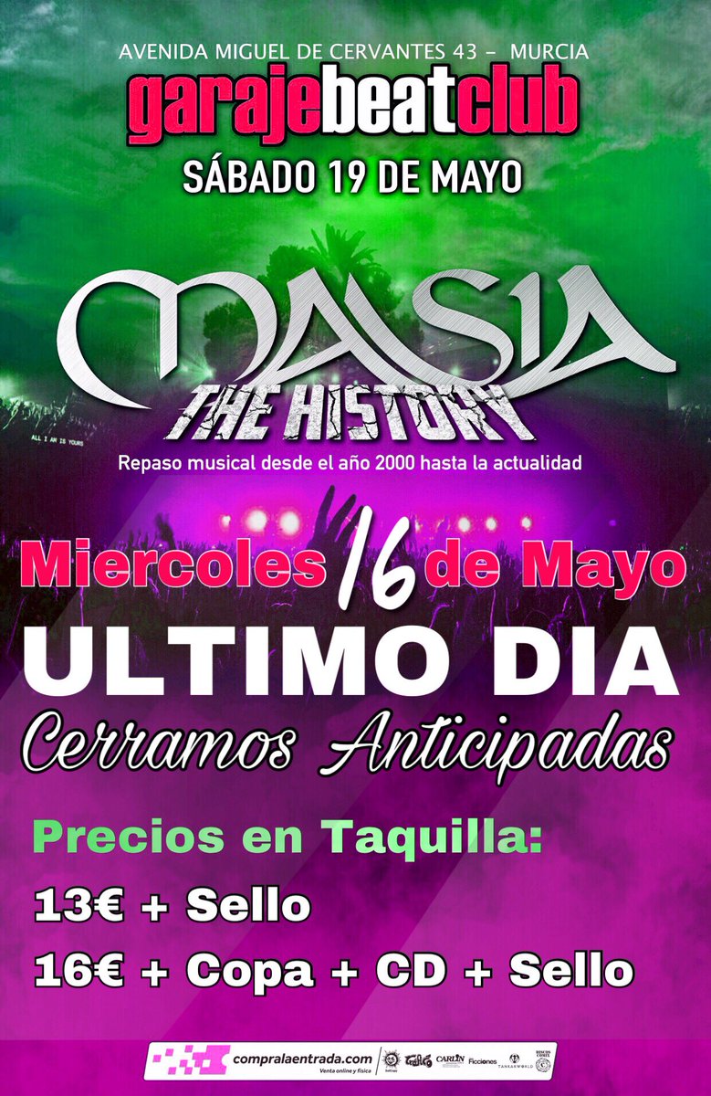 JumpStyleArea's tweet image. Este próximo miércoles, se cierra la venta de Anticipadas. Recta final para hacerte con tu entrada para este Festival por 13€ con copa + GD (Gastos de Gestión) en compralaentrada.com/event/discotec…
Mañana resultado del sorteo de Entradas dobles en Facebook.