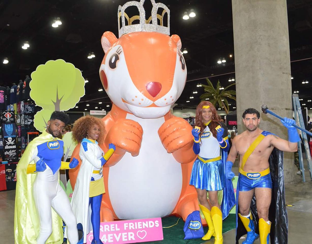 getPrEPLA's tweet photo. Attention Squirrel Friends! The Protectors are back at RuPaul's DragCon again today to educate our community about PrEP. Learn more about PrEP at https://t.co/y39fMuIUWV. There's a protector in all of us! #getprepla https://t.co/gv5gAShx9t