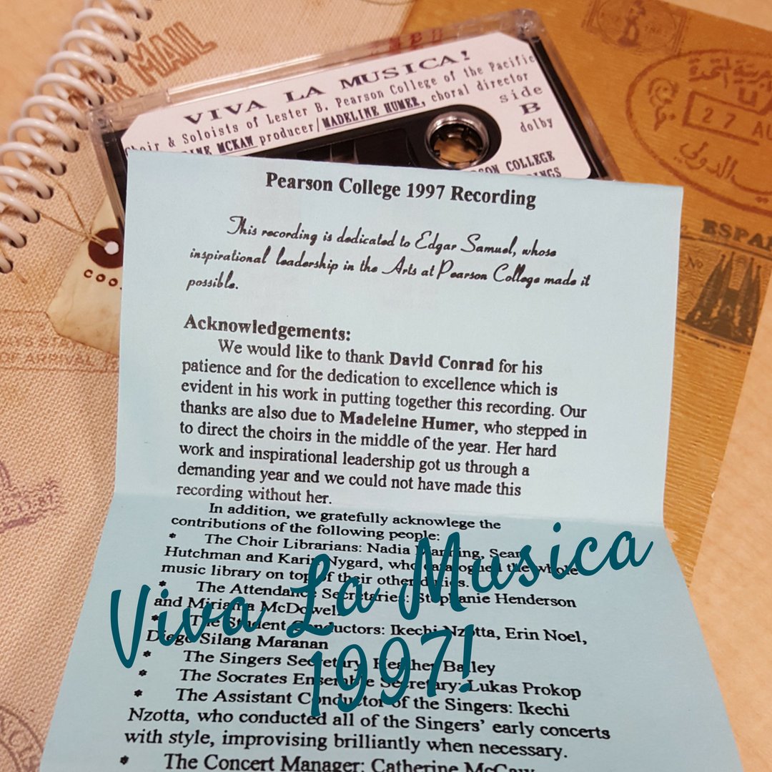 PCUWC's tweet photo. Look what we've found! Do you remember this tape from 1997?! Tag yourself if you were involved in this multilingual musical extravaganza! #waybackwhen #YR22 #YR23 https://t.co/Z6mjr0V5QI