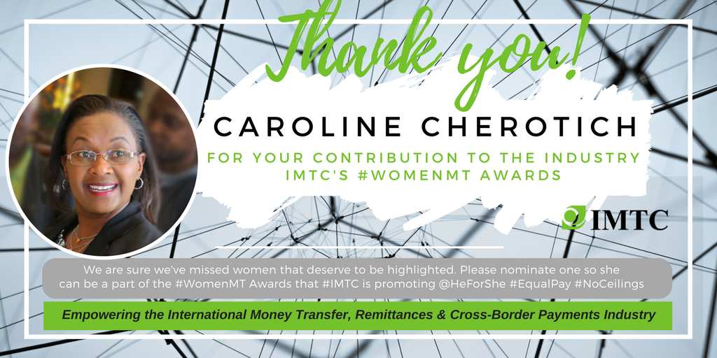 crosstech_'s tweet photo. Hugo Cuevas-Mohr highlighted @CarolCherotich CEO of @KendyMoney for #Africa #Kenya in the  Women in the #MoneyTransfer #remittance Industry Awards. Learn more about women in the industry @HeForShe #EqualPay #NoCeilings #WomenMT https://t.co/BuqvlanDYN https://t.co/7FKC5CroaT