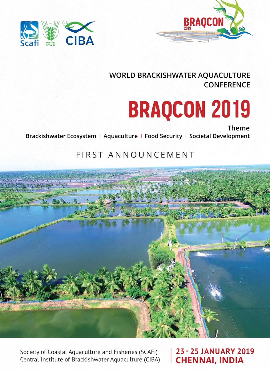 DrDishaJasani's tweet photo. CIBA - International Conference on Brackishwater Aquaculture (BRAQCON 2019), at Chennai, Tamil Nadu, India during 23-25 January 2019. https://t.co/RHkV5QnZVR. 
@narendramodi #TamilNadu #goodmorning #MondayMorning #Mind_it https://t.co/Rw0p1hdZpY