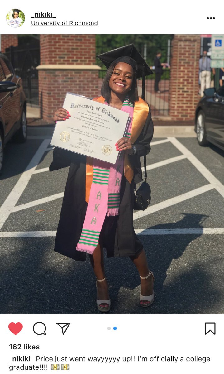 QueenOfPink87's tweet photo. My cousin blessed her mom on Mother’s Day by graduating college! I’m so proud of you cuz! I still remember u as a little girl. I told her yesterday, “Nikia you’re lyin. You’re just trying to get money out of me. But obviously she’s no child.” #PrettyGirlsRunInTheFamily #BrainsToo https://t.co/fHRywQ0wJU