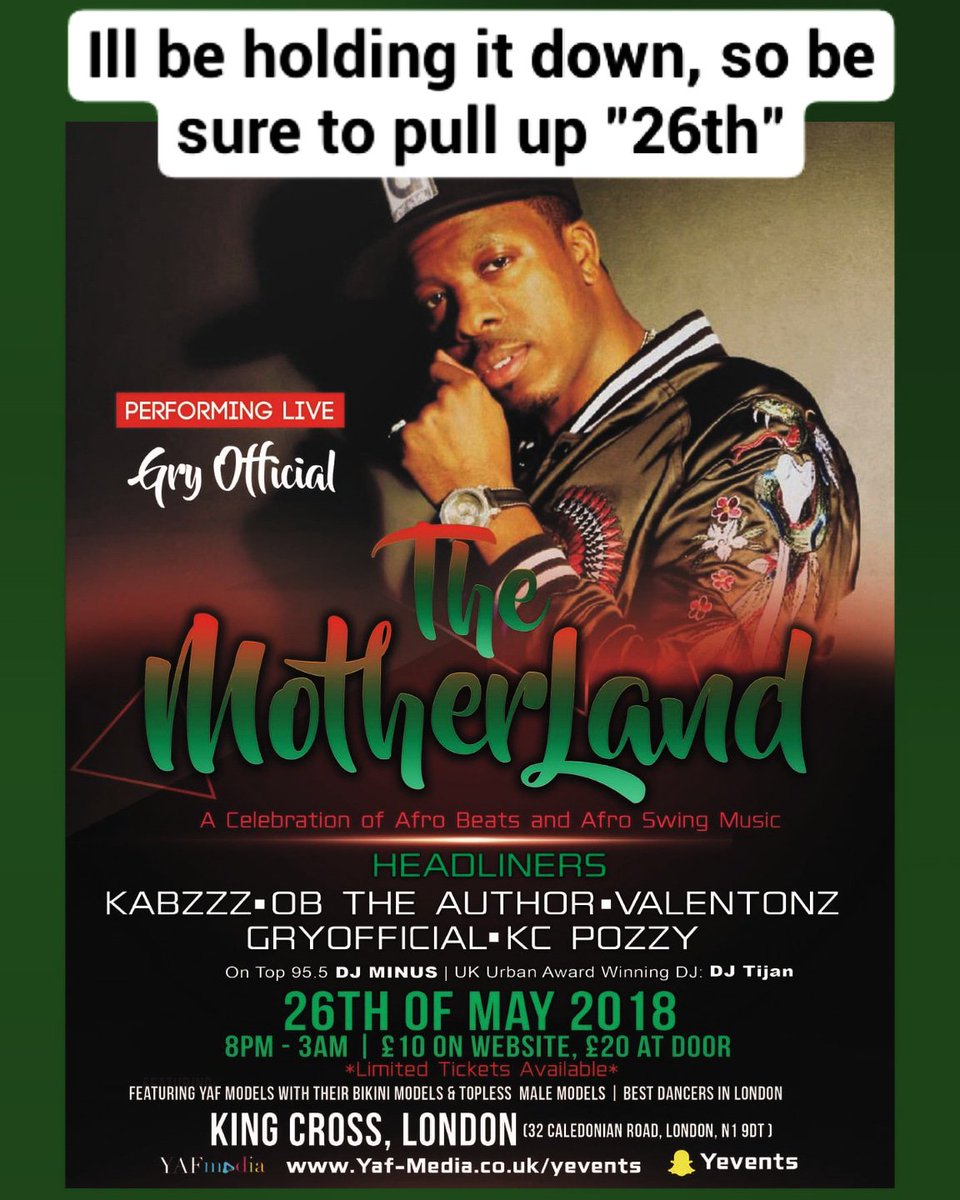 gryofficial's tweet photo. Come enjoy the dope sounds of AfroSwing, Dancers &amp; Bikini Models - All that good stuff. Come tru #TheMotherLand https://t.co/wmSMZnFjyr