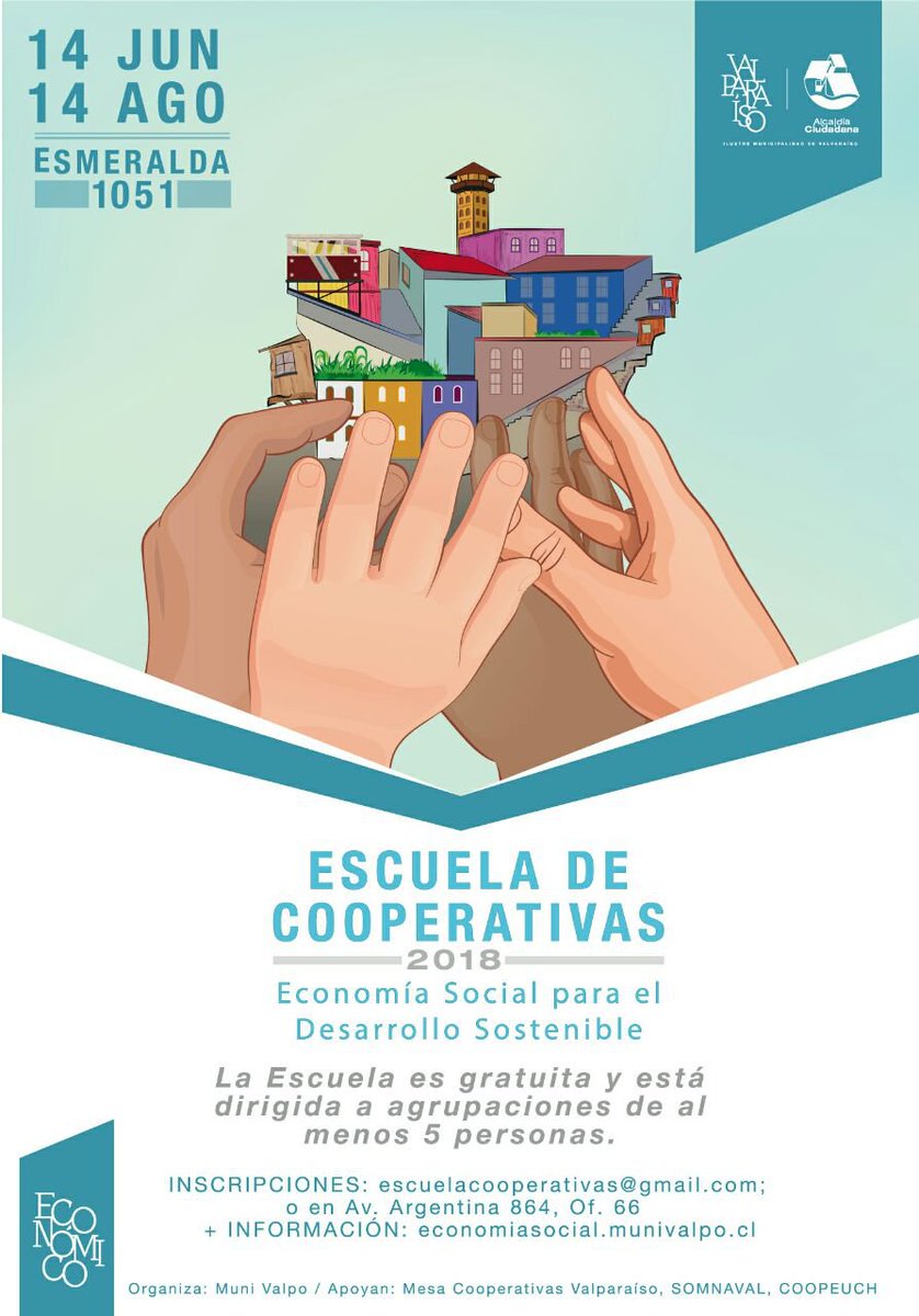 JorgeSharp's tweet photo. ¡La primera Escuela Cooperativas @MunicipioValpo! Organizamos esta iniciativa con actores vinculados a la economía Social y solidaria de Valparaíso. Su objetivo es facilitar proceso de formación y consolidación de nuevas cooperativas de trabajo. Más info: https://t.co/29YWwB9CSj https://t.co/rEv5j8uVxH