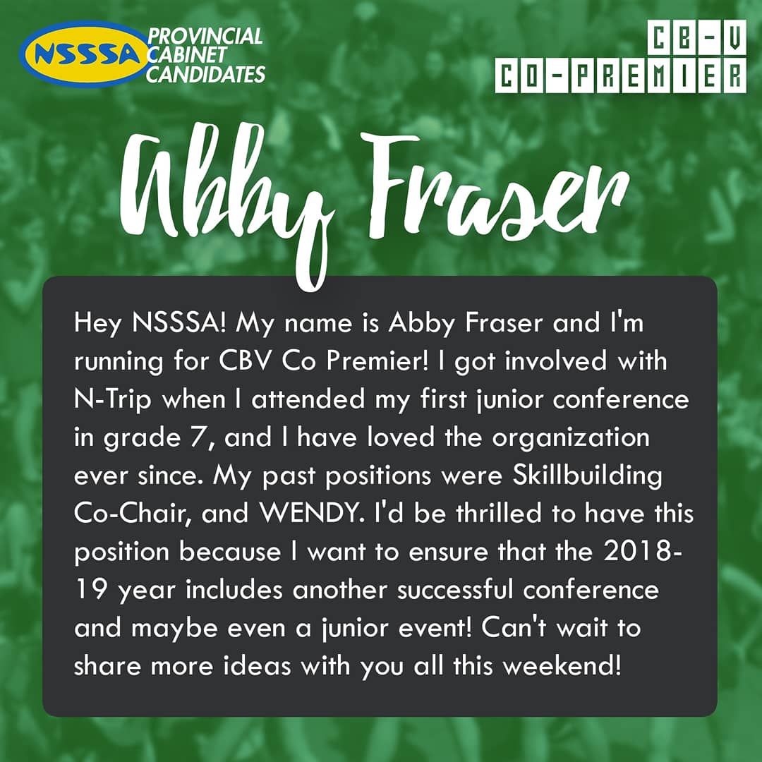 NSSSA's tweet photo. Abby Fraser and Mea Tonet are running for CB-V Co-Premier! https://t.co/JkT6eSY7yo