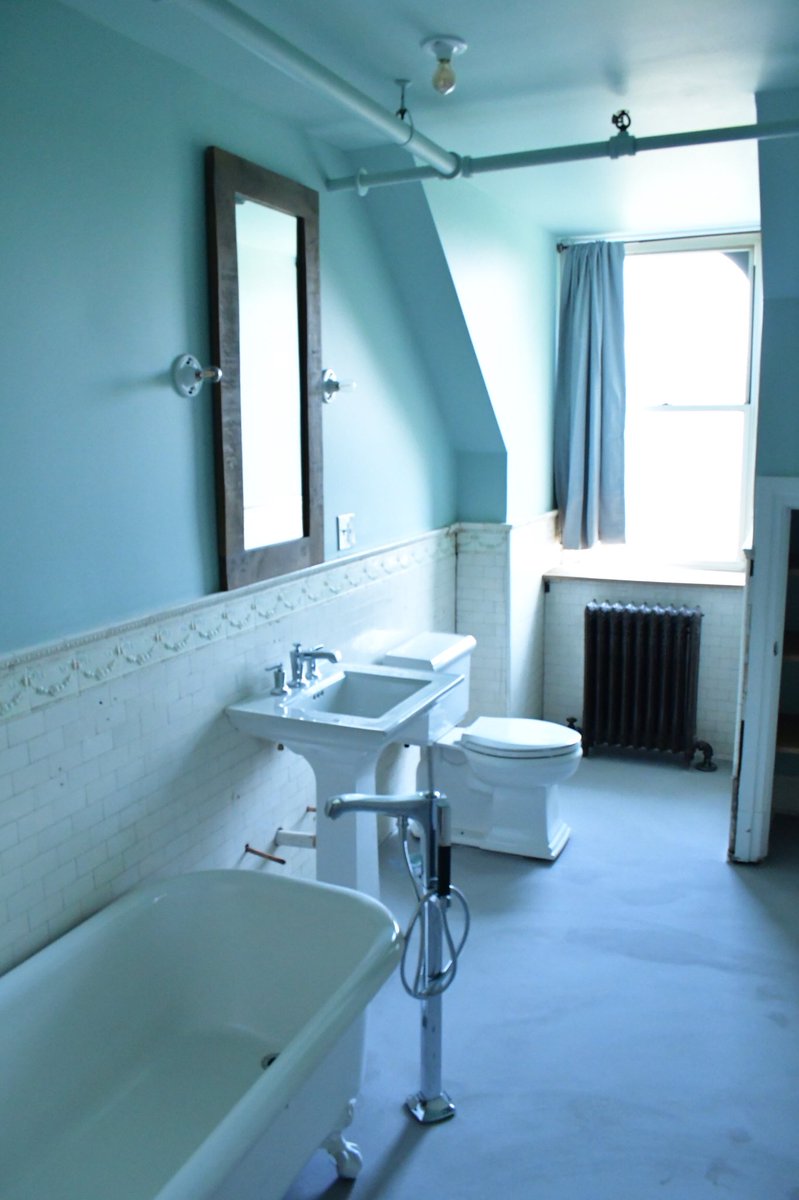 DesignArtemis's tweet photo. Concrete Overlay on Restoration Bathroom Floor. https://t.co/qkk8utMkd3